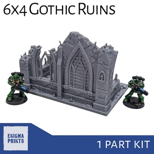 6x4 Gothic Ruins (Closed Windows) - 28mm 3D Printed Terrain Tabletop Wargaming - Picture 1 of 8