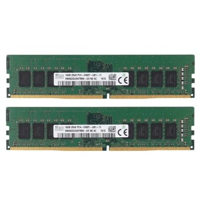Hynix DDR4 32GB (2X16GB) 2400MHz PC4-19200 288-Pin 2RX8 UDIMM Desktop Memory Ram - Image 1 of 4