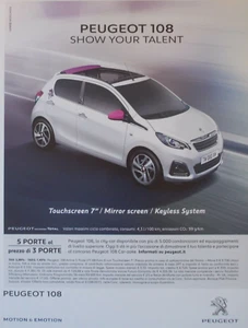 Pubblicità Advertising Italian Clipping 2015 MACCHINA AUTO PEUGEOT 108 - Imagen 1 de 3
