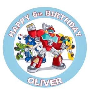 TRANSFORMERS RECUE POTS BIRTHDAY Personalised Edible Icing Cake Topper Images - Picture 1 of 1