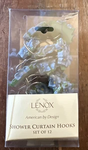 NEW Open Box Set of 12 Lenox Butterfly Meadow Blue Floral Shower Curtain Hooks - Picture 1 of 6