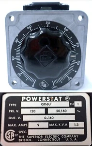 SUPERIOR ELECTRIC Q116U VARIABLE TRANSFORMER 120V OUT 140V 1.3 kVA 9A TESTED - Picture 1 of 6