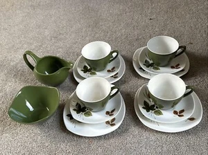 Vintage 1960's Midwinter Staffordshire Riverside Tea Set Olive Green 14 Piece - Picture 1 of 3