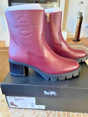 NUEVO Botines Coach Corinna Cuero Genuino Color Vino Talla 9B Foto 1 de 4