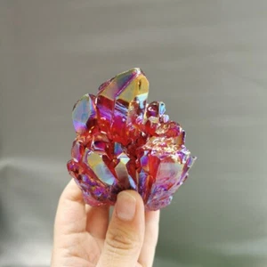 80g Natural Red Aura Crystal Point Titanium Quartz Healing Cluster VUG Specimens - Picture 1 of 12