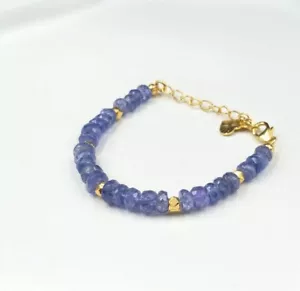 Blue Tanzanite December Birthstone Gemstone Beads Promoting Calmness Bracelet - Picture 1 of 8