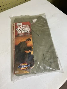 Vintage 17/17.5x34-35 Dickies Work Shirt Mens Short Sleeve Tan USA 1998 New NOS - Picture 1 of 7