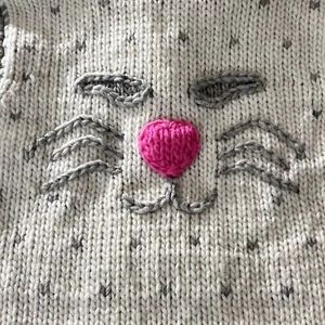 Little Cotton Dress Wool Vest Hoodie Kids *2* Hand Knitted Cat Heart Full Zip - Picture 1 of 12