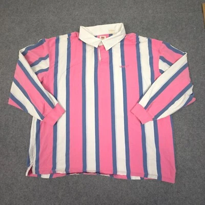 Levi's Shirt Womens XLARGE Pink Stripe Oversize Long Sleeve Polo T-Shirt Size XL - Image 1 of 4