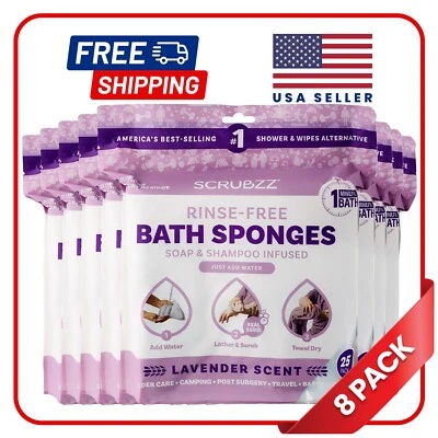 Scrubzz Disposable Rinse Free Bathing Sponges - Lavender, 200 Count - Image 1 of 4