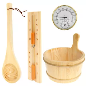 4Pcs Sauna Accessories Set 2 in 1 Sauna Thermometer Hygrometer Hourglass Timer - Picture 1 of 11