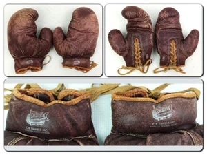 Guantoni da boxe Dandux VINTAGE stringati da collezione Prop Display 1006 CR Daniels - Foto 1 di 12