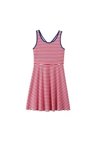 New Girls SO® Red White Blue Skater Striped Multi-Color Cotton Blend Dress M(12) - Picture 1 of 1