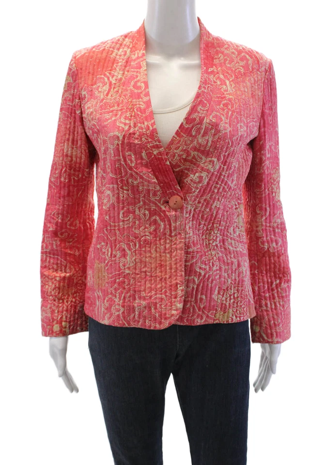 Sigrid Olsen Womens Silk Floral Buttoned Long Sleeve Blazer Jacket Pink Size XS - Image 1 of 4
