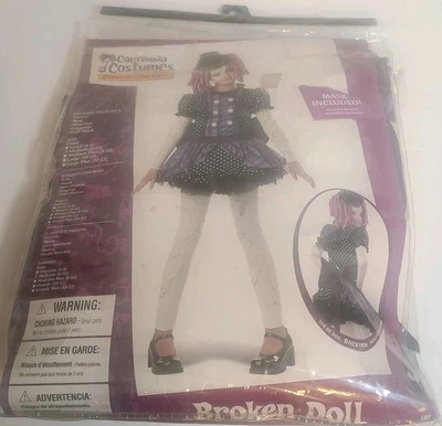 Дух Хэллоуин сломанная кукла Хэллоуин костюм ребенка w/маска волосы Med 8-10 готический - Изображение 1 из 4