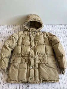 Vintage 70s-80s Eddie Bauer Tan Quilted Karakoram Goose Down Jacket s - Picture 1 of 7