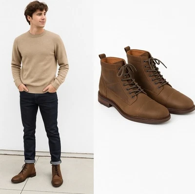 Kenneth Cole Unlisted Blind-Sided Chukka Wingtip Ankle Boots  Brown Size 11.5 - Image 1 of 4