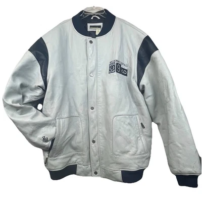 Vintage 90s Rocawear Roc Denim Essentials 69 leather bomber jacket OG HipHop 2XL - Image 1 of 4