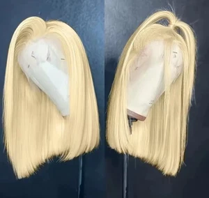 Light Blonde 14" 13x4 Lace Front Straight Thick 200% Human Hair Wig NWT Summer - Picture 1 of 5
