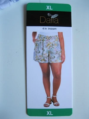 Dalia Mujer Mezcla de Lino Cintura Elástica Corto con Bolsillo y Cinturón Estampado Tropical XL Foto 1 de 4