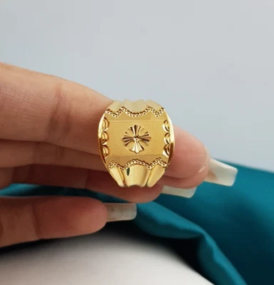 Уникальное золотое кольцо шириной 22K желтое золото мужчин ежедневное использование кольцо подлинный клеймо кольцо - Изображение 1 из 4