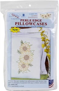 Jack Dempsey Stamped Pillowcases W/White Perle Edge 2/Pkg-Golden Sunflowers - Picture 1 of 1