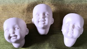 3 reproduction BISQUE DOLL HEADS - Picture 1 of 7