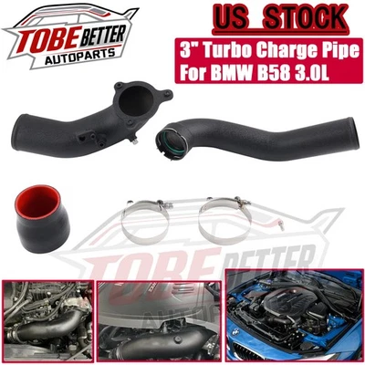 For BMW B58 3.0L Turbo Inline 6 Charge Pipe 3" F20 F30 F31 F32 M240i 340i 440i Foto 1 de 4