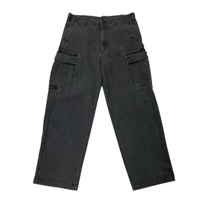 Uniqlo Cargo Jeans Mens 32x29 Black Charcoal Wash Wide Leg Baggy Streetwear Work - Image 1 of 4