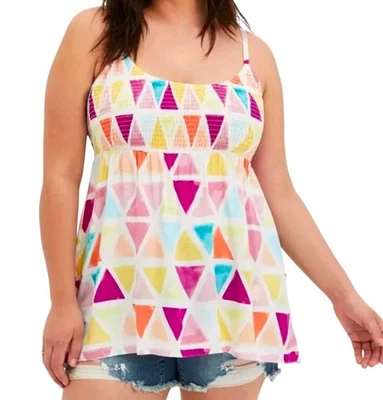 Camiseta sin Mangas Torrid Babydoll Challis Cami Estampado Triángulo Geométrico 3X Nueva con Etiquetas Foto 1 de 4