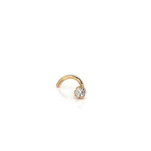 18ct Rose gold 2mm created Diamond Nose Stud Ring Pin Bone Claw set - Picture 1 of 9
