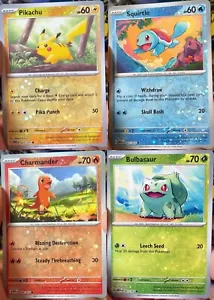 Pokemon SV 151 Pikachu Charmander Bulbasaur Squirtle Cosmo Foil Promos Costco - Picture 1 of 2