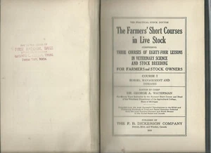 1920 book PRACTICAL STOCK DOCTOR Farmer VET Cattle Horse Sheep Swine Poultry Dog - Foto 1 di 2