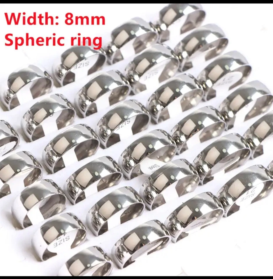 Alianza de boda chapada en oro blanco de 14 quilates de acero inoxidable de 8 mm de ajuste cómodo Foto 1 de 1