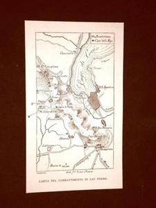 Druck von 1892 Karte des Kampfes von San Fermo von Giuseppe Garibaldi - Bild 1 von 1