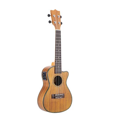 24" Cutaway Ukulele 4 Strings with EQ Koa Plywood Body Rosewood Fretboard H3K0 - Image 1 of 4
