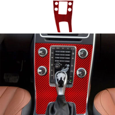 Para Volvo S60 2011-2018 console central de fibra de carbono vermelho acabamento de tampa de câmbio de marchas - Imagem 1 de 4