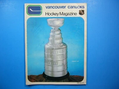 1970/71 VANCOUVER CANUCK LOS ANGELES KINGS FIRST NHL PROGRAM CHARLIE HODGE AUTO - Image 1 of 4