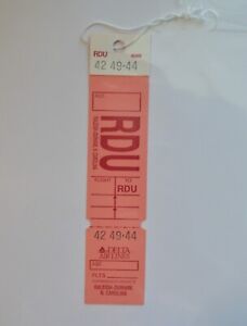 Delta Airlines Baggage Tag "RDU"  (1988)