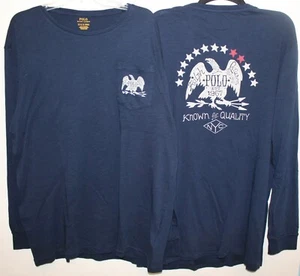 Polo Ralph Lauren Grande y Alto Para Hombres LT Azul Marino Águila Bolsillo L/S Camiseta Nueva con Etiquetas LT - Imagen 1 de 5