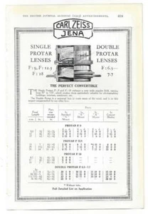 A 1925 Photgraphic/Camera Advertisment - Carl Zeiss Jena Camera Lenses. - Picture 1 of 1