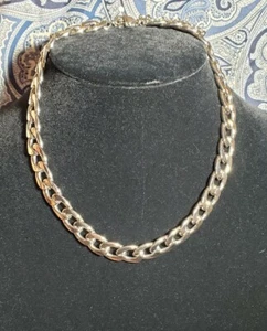 Chunky Heavy Silver Tone Necklace Lobster Clasp - Picture 1 of 4