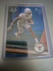 2023 Bowman University Chrome Blue Refractor /199 Adonai Mitchell #10 - Bild 1 von 2