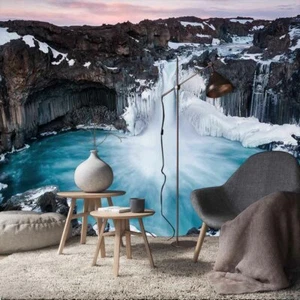 Waterfall On Rocks Full Wall Mural Photo Wallpaper Printing 3D Decor Kid Home - Picture 1 of 9
