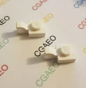 2 X Lego 6019 Plate, Modified 1 x 1 with Clip Horizontal - White - Imagen 1 de 1
