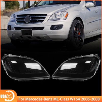 Left&Right Clear Headlight Lens Covers for 2006-2008 Mercedes Benz ML Class W164 Foto 1 de 4