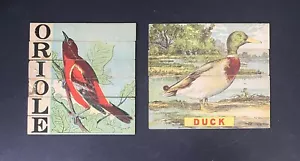 Two Vintage Educational Bird Puzzles - Duck & Oriole - Picture 1 of 8