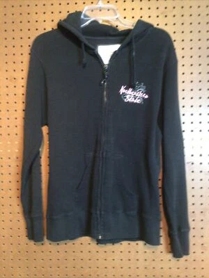 J America 女式大码东北州黑色全拉链连帽衫 S22 — 第 1/4 张图片