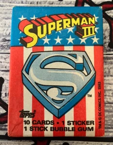 1983 Topps Superman III Sealed Pack  10 Cards 1 Sticker - Picture 1 of 2