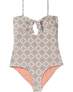 O’Neill L85403 Girls Multi Alexa Tile Tie Front One-Piece Swimsuit Size 10 - Picture 1 of 4